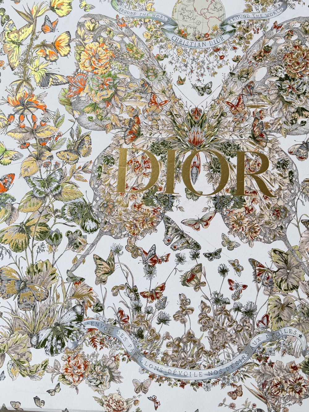 Dior White Gold Green Orange Floral & Butterfly Decorative Box